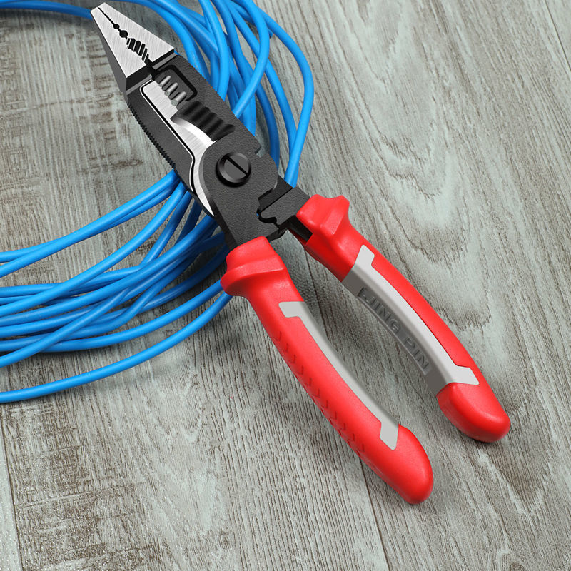 Six-in-one multi-functional electrician's pliers, wire strippers, special steel wire crimping pliers, wire peeling and pulling, pointed nose pliers, wire strippers for foreign trade full figure