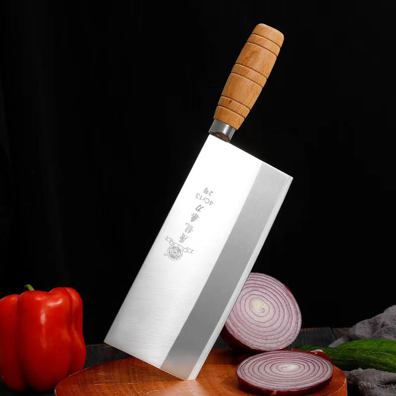 Household kitchen knife, stainless steel kitchen knife, hotel and restaurant special wooden handle chef knife, mulberry knife, slicing knife, sharp meat cutting knife Application Scenario