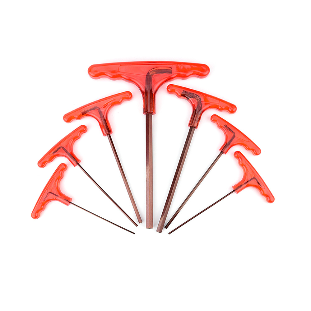 Wholesale 6-piece combination set of T-shaped hexagonal wrenches, mechanical maintenance and auto repair tools, ball head Allen wrenches Item Picture