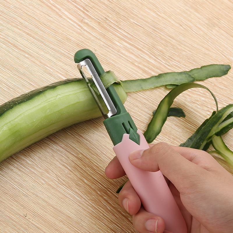 This multi-functional two-in-one fruit knife is a portable peeler, cutlery and peeling tool. It is a perfect fruit slicer for home use, dormitories and offices Application Scenario