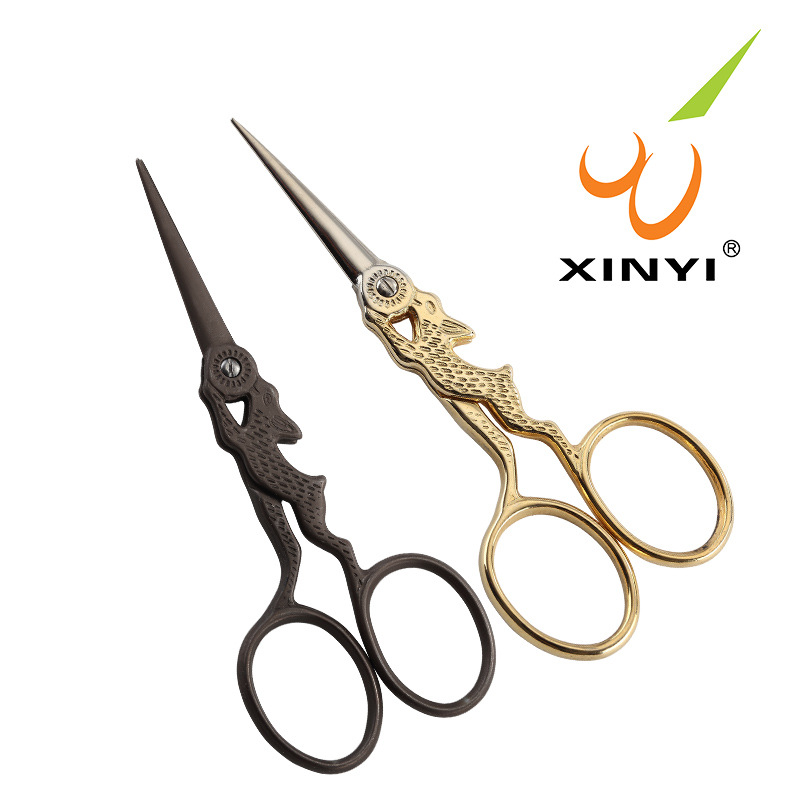 Xinyi Scissors Rabbit-shaped scissors, Chinese zodiac scissors, titanium-coated retro scissors, embroidered hand-cut scissors, mini small scissors full figure