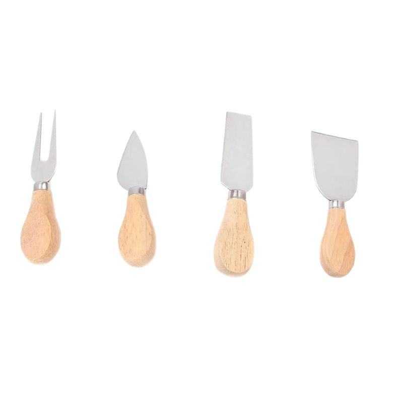Baking cheese knife, cheese cutter, wooden handle kitchen small tools, stainless steel cheese knife, fork and spatula set factory direct sales Item Picture