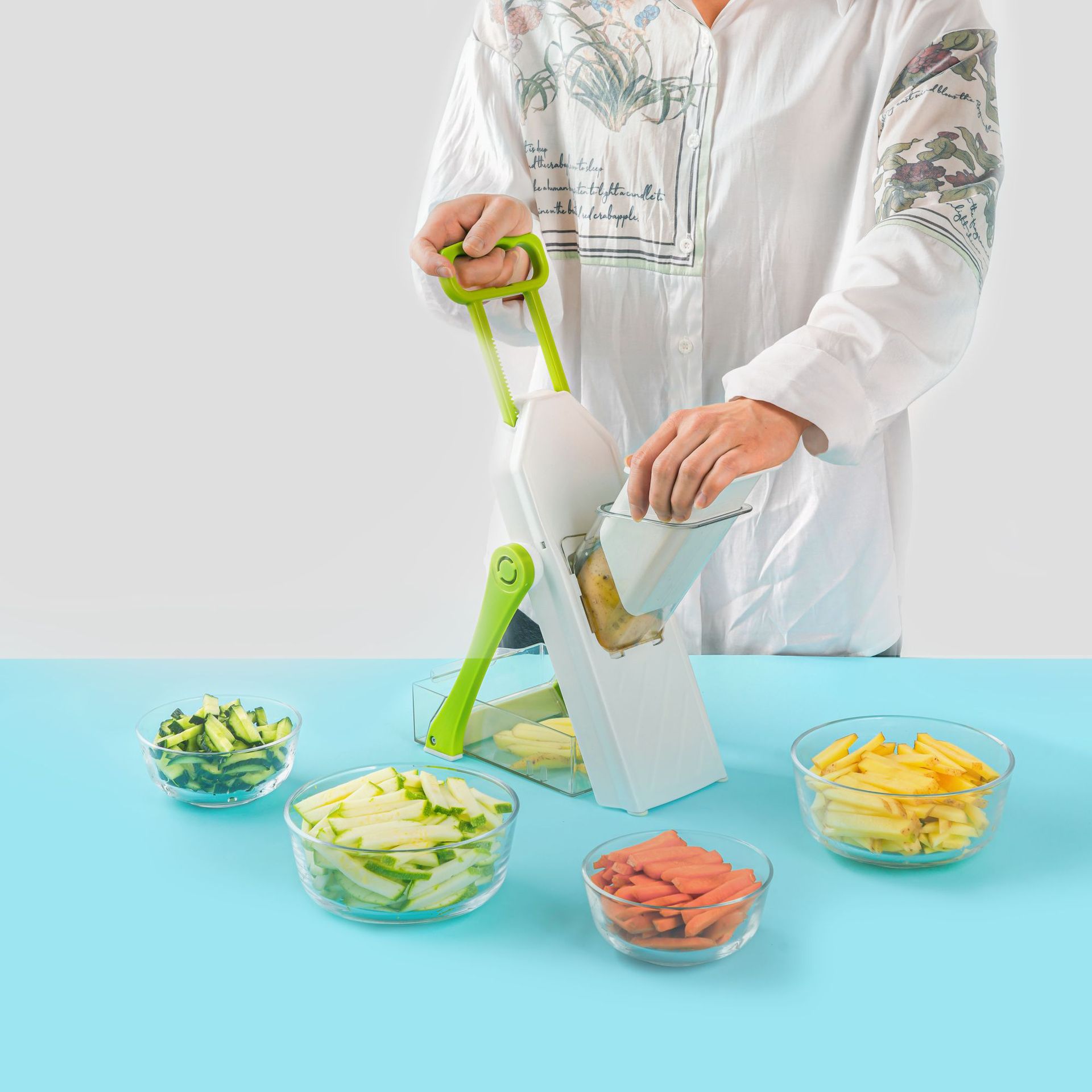 Household multi-functional kitchen vegetable slicer, slicing press type, shredded potatoes, grater, cross-border vegetable slicer, a magic tool details Picture