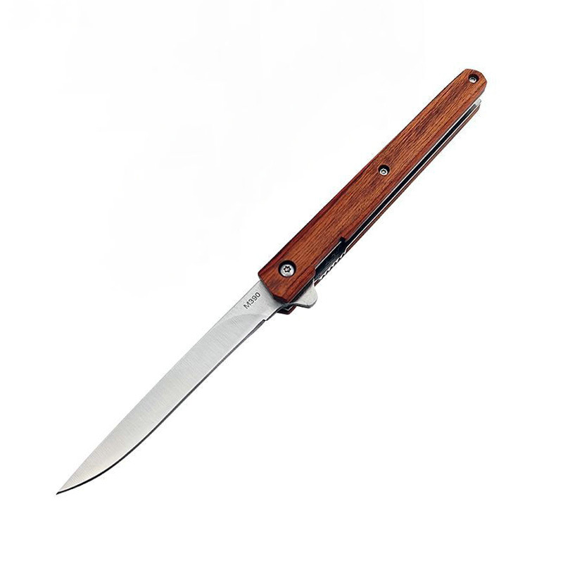 Factory high-hardness stainless steel folding knife, portable mini pocket, wooden handle magic pen, outdoor knife, sharp fruit knife Item Picture