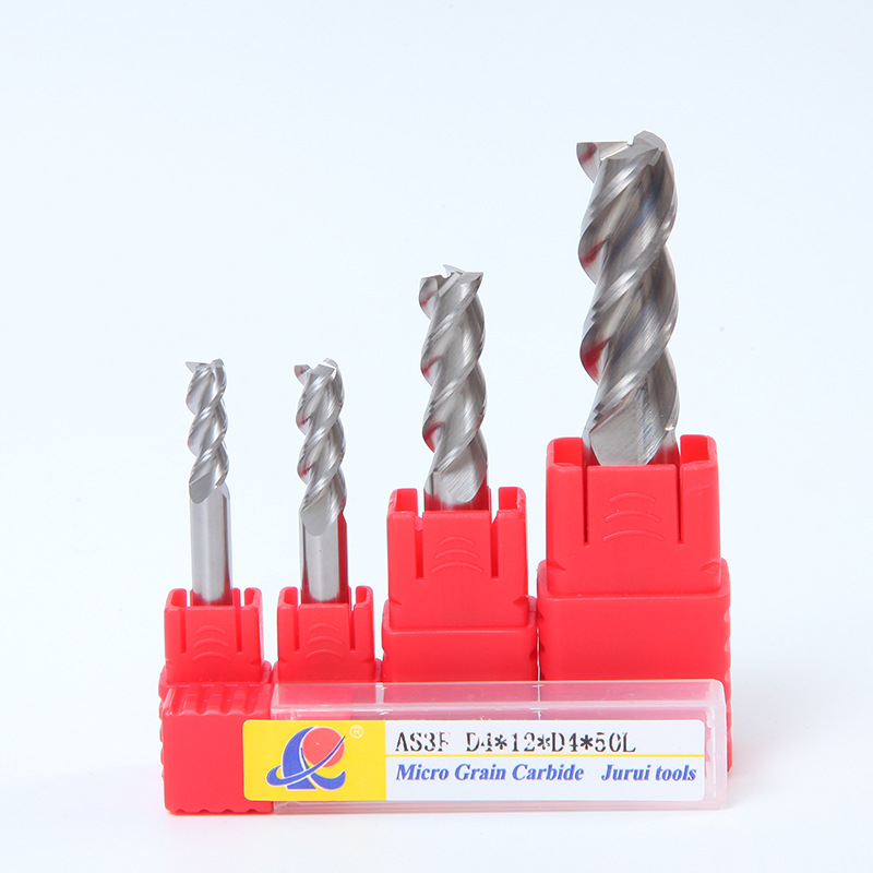 HRC 55-degree aluminum milling cutter, integral tungsten steel CNC polished double-edge band, 3-edge extended aluminum milling cutter details Picture