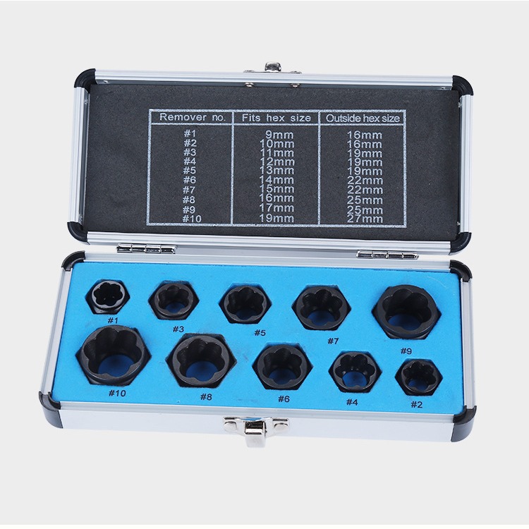 Factory direct sales of low-priced 10-piece sets of socket heads, hexagon nuts, bolts, damaged nuts, and removal tools Application Scenario