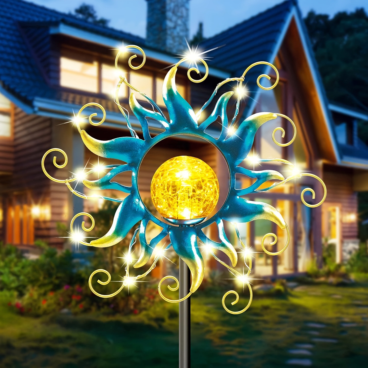 38x12x12 Inch Solar Powered LED Metal Garden Lights with Specification drawing