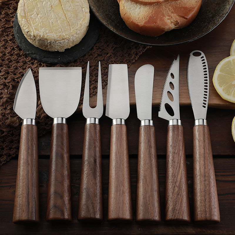 Cross-border in-stock stainless steel cheese and cheese knives, Western tableware, cheese pizza spatulas, steak knives and forks, bread knives and scrapers details Picture