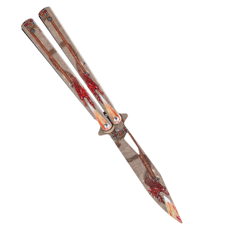 Factory direct sales of butterfly knives, pattern practice knives, folding knives, stainless steel hand-swinging ornamental knives, outdoor knives without sharp edges Item Picture