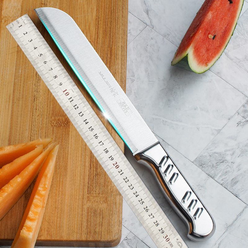 Factory wholesale of large stainless steel watermelon knives, household fruit knives, commercial extended fruit knives and Hami melon slicers details Picture