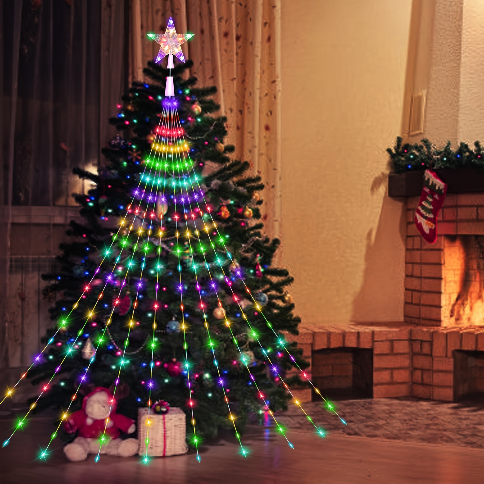 Outdoor Solar Christmas Cone Tree Lights, 320LED Christmas Specification drawing