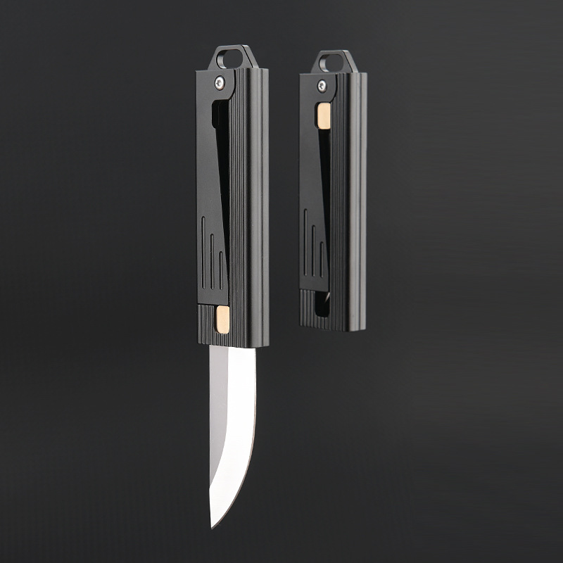 D2 steel gravity knife, sharp mechanical knife, stress-relieving toy, adult radish knife, portable keychain, unboxing knife for self-defense details Picture