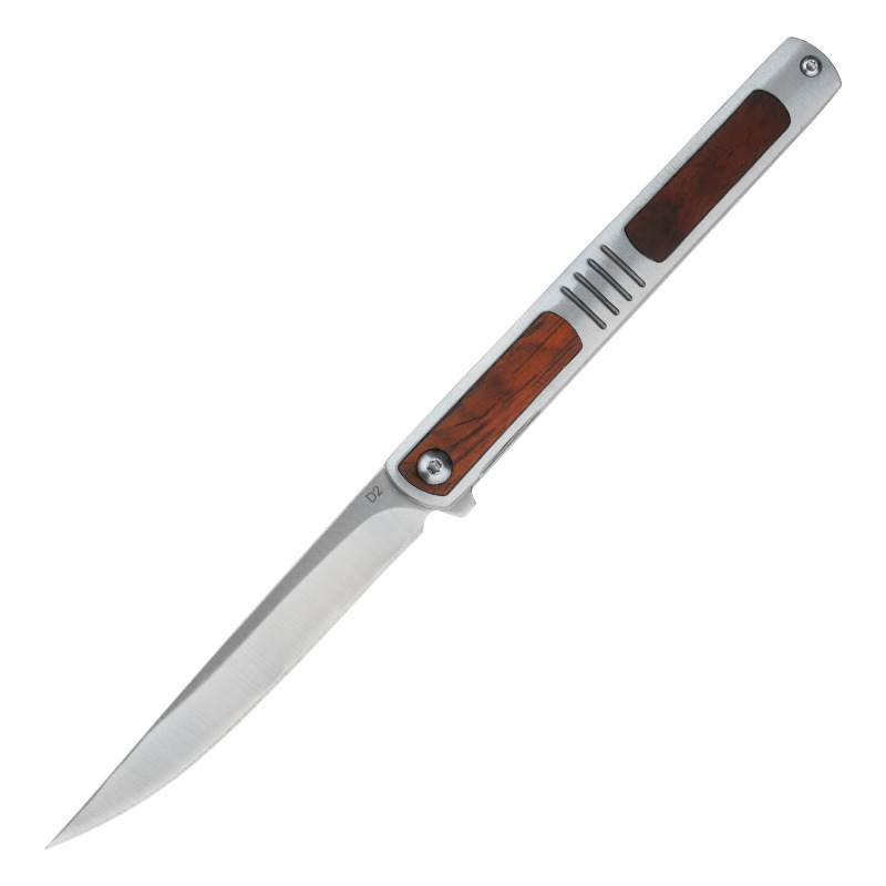 Stainless steel solid wood handle steel folding knife, outdoor magic pen knife, sharp fruit knife, high-hardness folding portable knife Item Picture