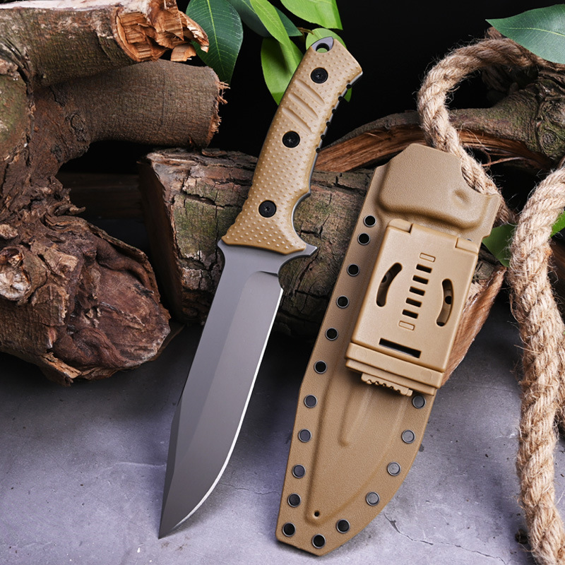 Outdoor survival self-defense tactical knife, portable straight knife, wilderness survival knife, survival knife, one-piece keel, high-hardness straight knife undefined