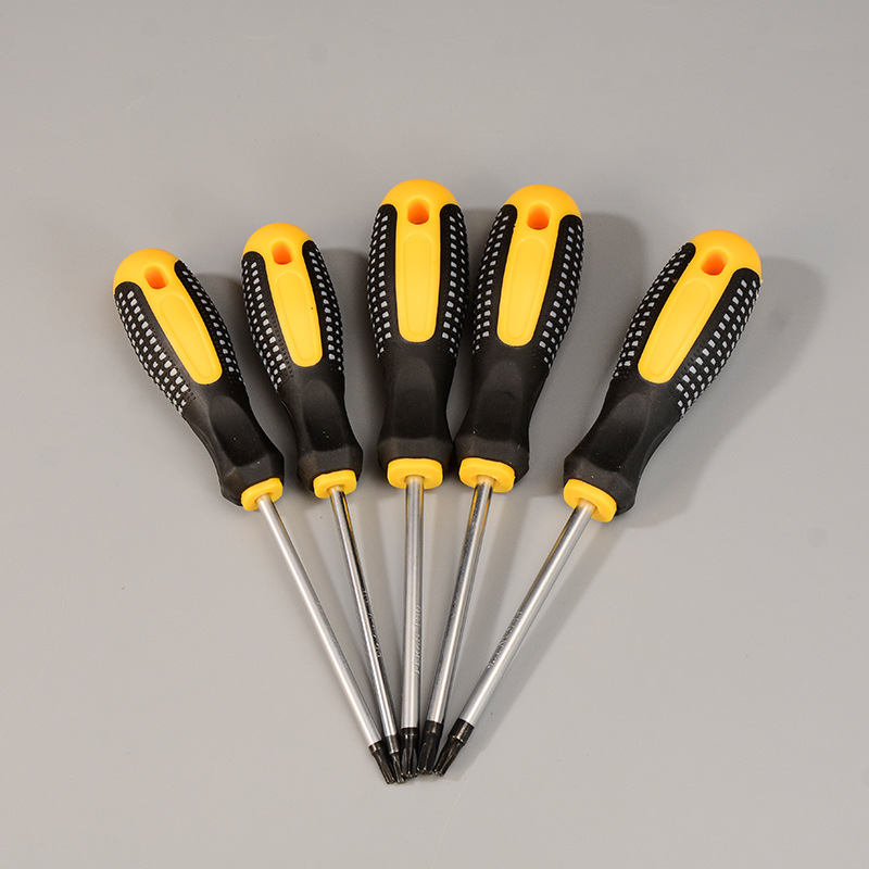 Plum blossom screwdriver, star-shaped cross, hexagon socket, hexagonal screwdriver with hole, manual screwdriver, rubber handle details Picture