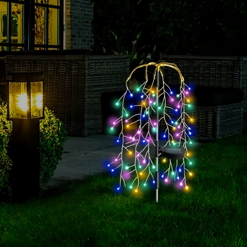 Cross-border solar ground smoke flower lamp LED starry sky copper wire outdoor waterproof lawn and courtyard decorative color lamp Specification drawing