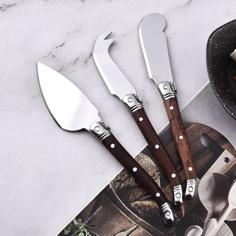 Rosewood-handled cheese knife, wood-handled cheese butter knife, stainless steel cream jam spatula, household serrated Western dining knife Application Scenario