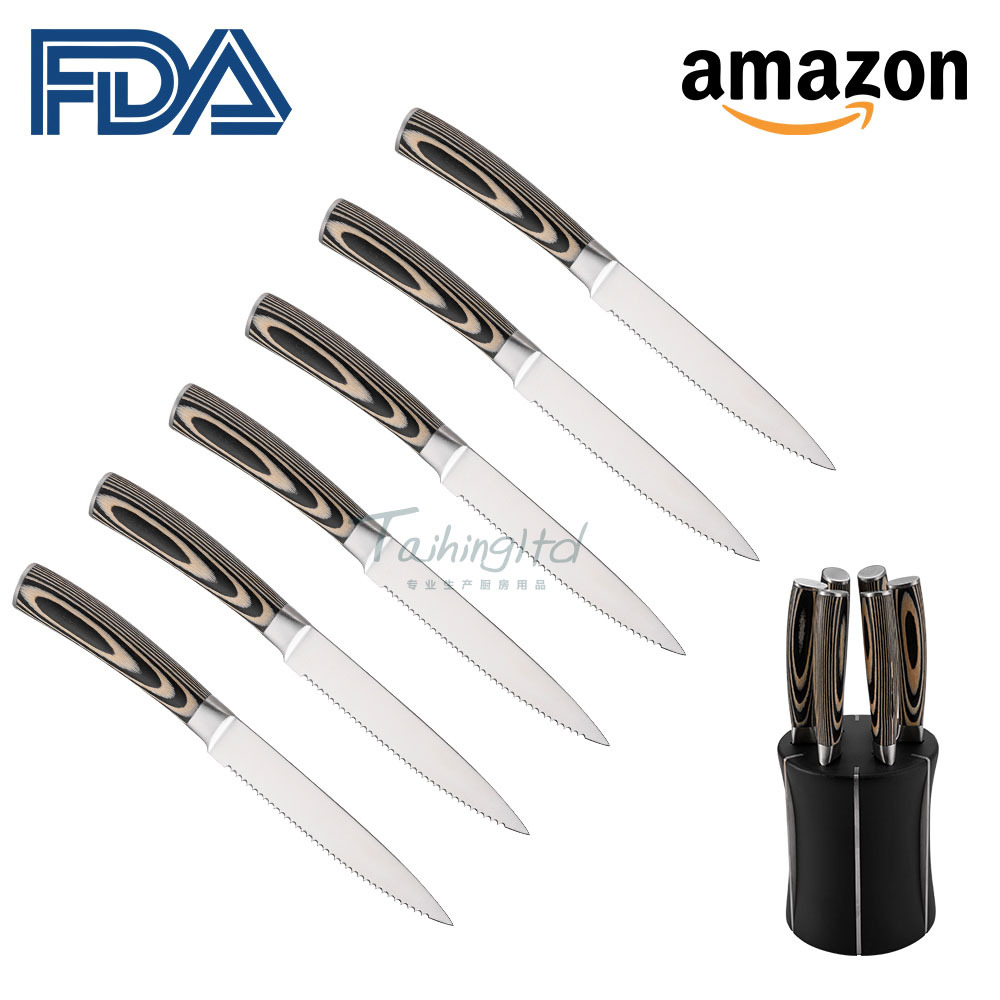 New product 6pcs stainless steel set Western Steak knife, Nordic steak knife set, multi-color wooden handle details Picture