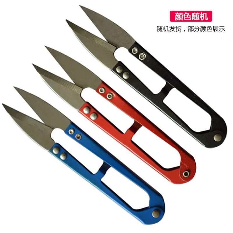 Large spring yarn shears, small scissors, U-shaped cross-stitch scissors, small scissors for trimming thread ends, textile tailor yarn shears Specification drawing