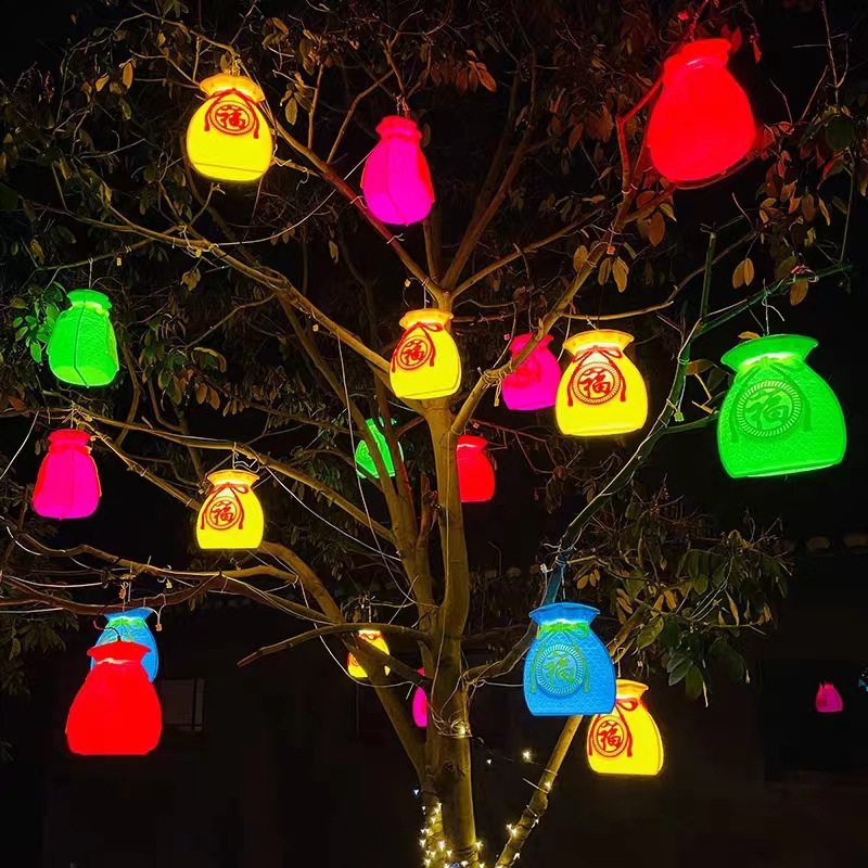 led three-dimensional lucky bag hanging tree festival decorative lights, lucky bag lighting, diamond lights, 3D outdoor hanging tree lights, street lighting full figure