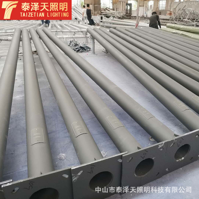 Solar outdoor lighting led street lamp pole manufacturer, 6m, 8m, 9m hot-dip galvanized lamp poles, basketball court and playground lamp poles Specification drawing