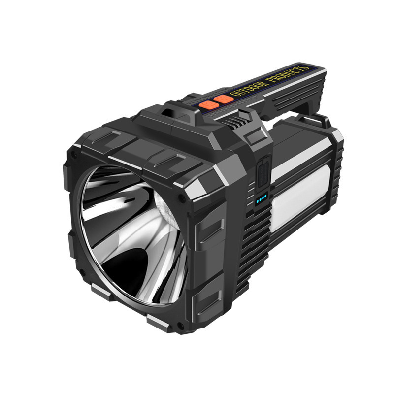 Source factory outdoor high-power lighting flashlight, multi-functional red and blue LED searchlight, emergency patrol light Item Picture