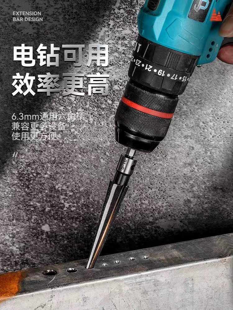 I pointed hand conical reamer 1/8-1/2 (3-1m)6-16 conical reaming, chamfering, opening, countersunk blade Specification drawing