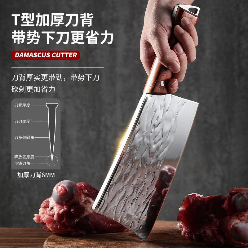 Forged mirror surface, sharp slicing, chef's knife, slicing knife, special kitchen knife, suitable for both cutting vegetables and meat, smooth and not stuck Application Scenario