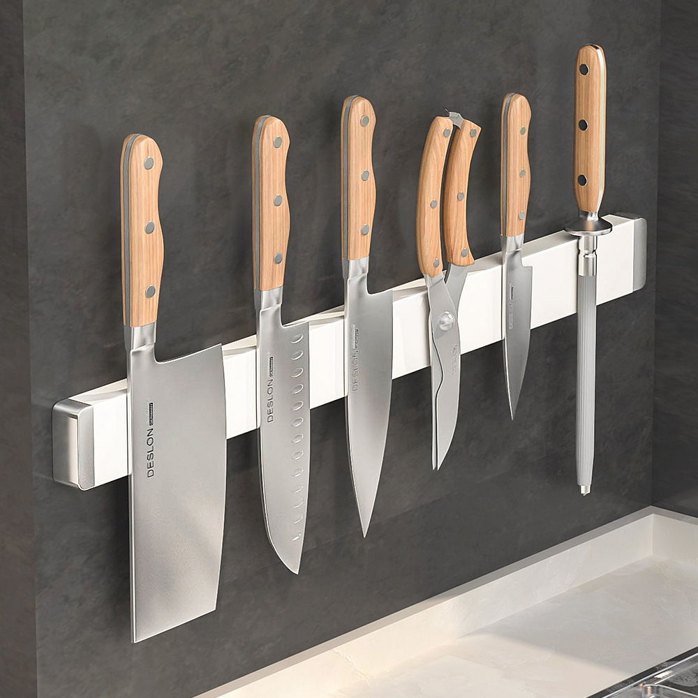 304 stainless steel magnetic knife rack, kitchen wall-mounted kitchen knife storage rack, magnetic knife counter details Picture