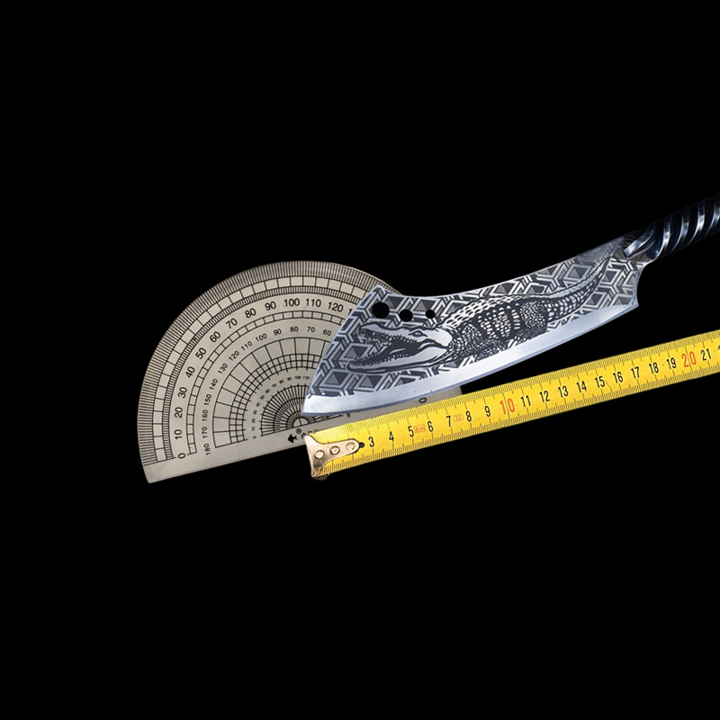 Longquan Xiake Tang kitchen knives, one-piece forged cooking knives, crocodile slicing knives, twisted steel handles, raw fish knives, bone-picking knives Specification drawing