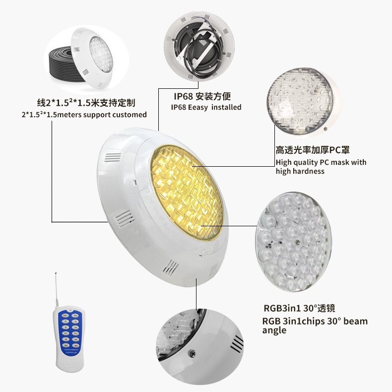 led swimming pool light underwater light AC12V waterproof wall-mounted underwater light indoor and outdoor swimming pool hot spring SPA waterproof spotlight Specification drawing