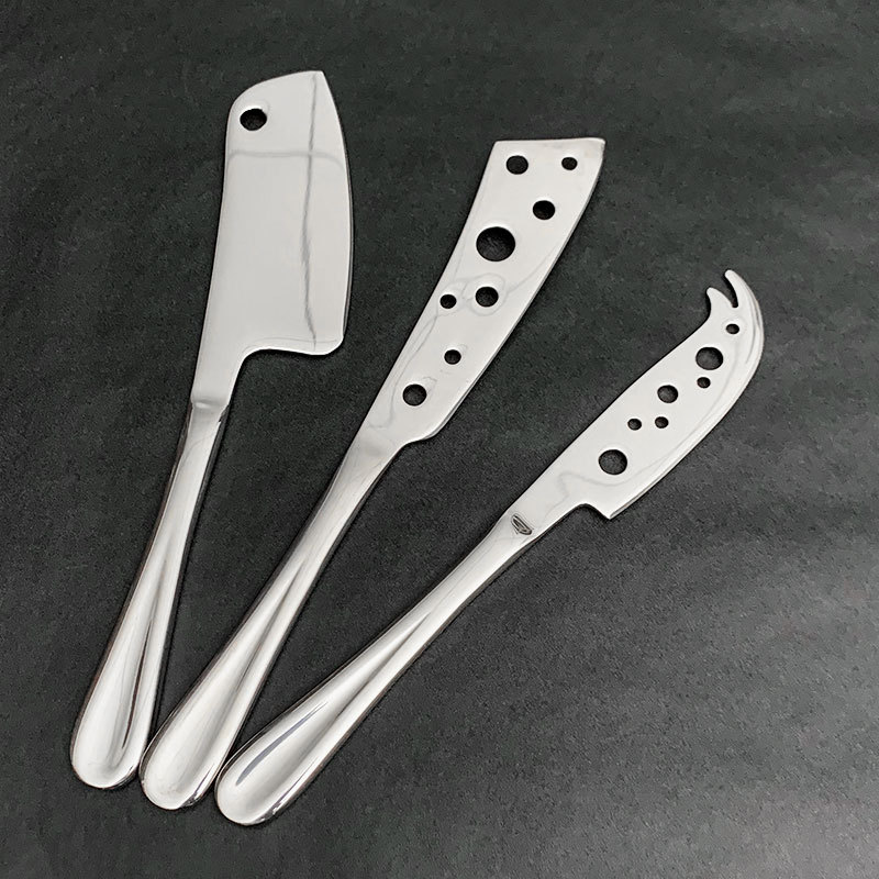 Stainless steel cheese knife, butter cheese knife, creative perforated cheese knife, kitchen baking cutting knife, jam spreading knife full figure