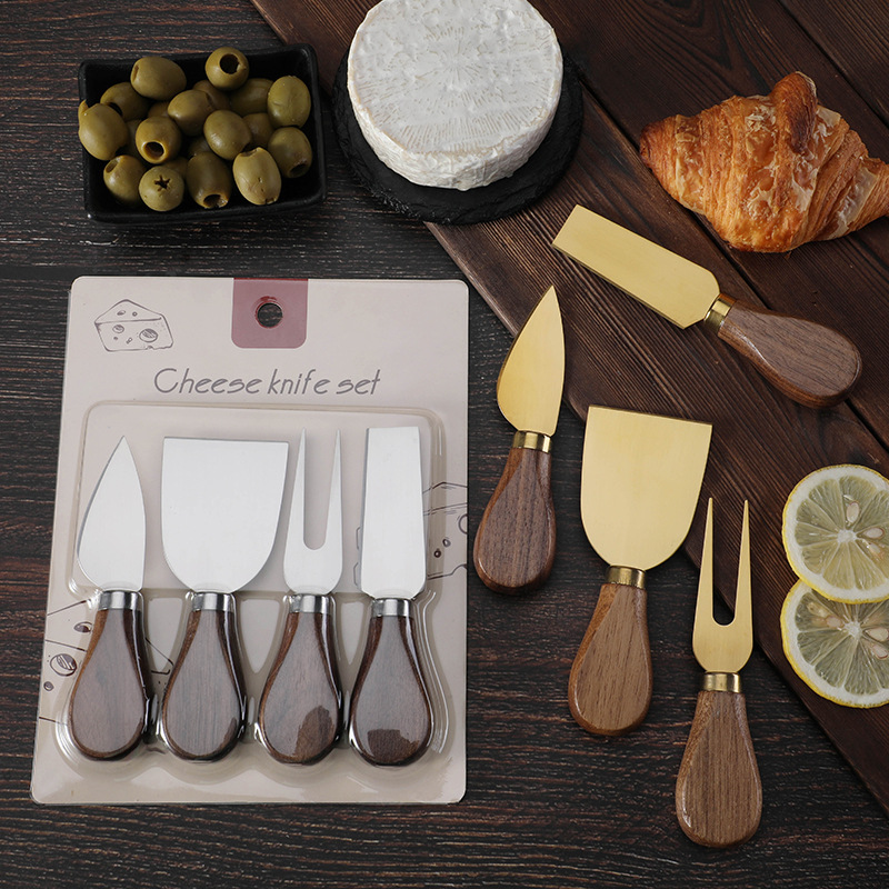 Factory in-stock cheese tools, kitchenware, knives, forks, cream, stainless steel 4-piece set, cheese knife set details Picture