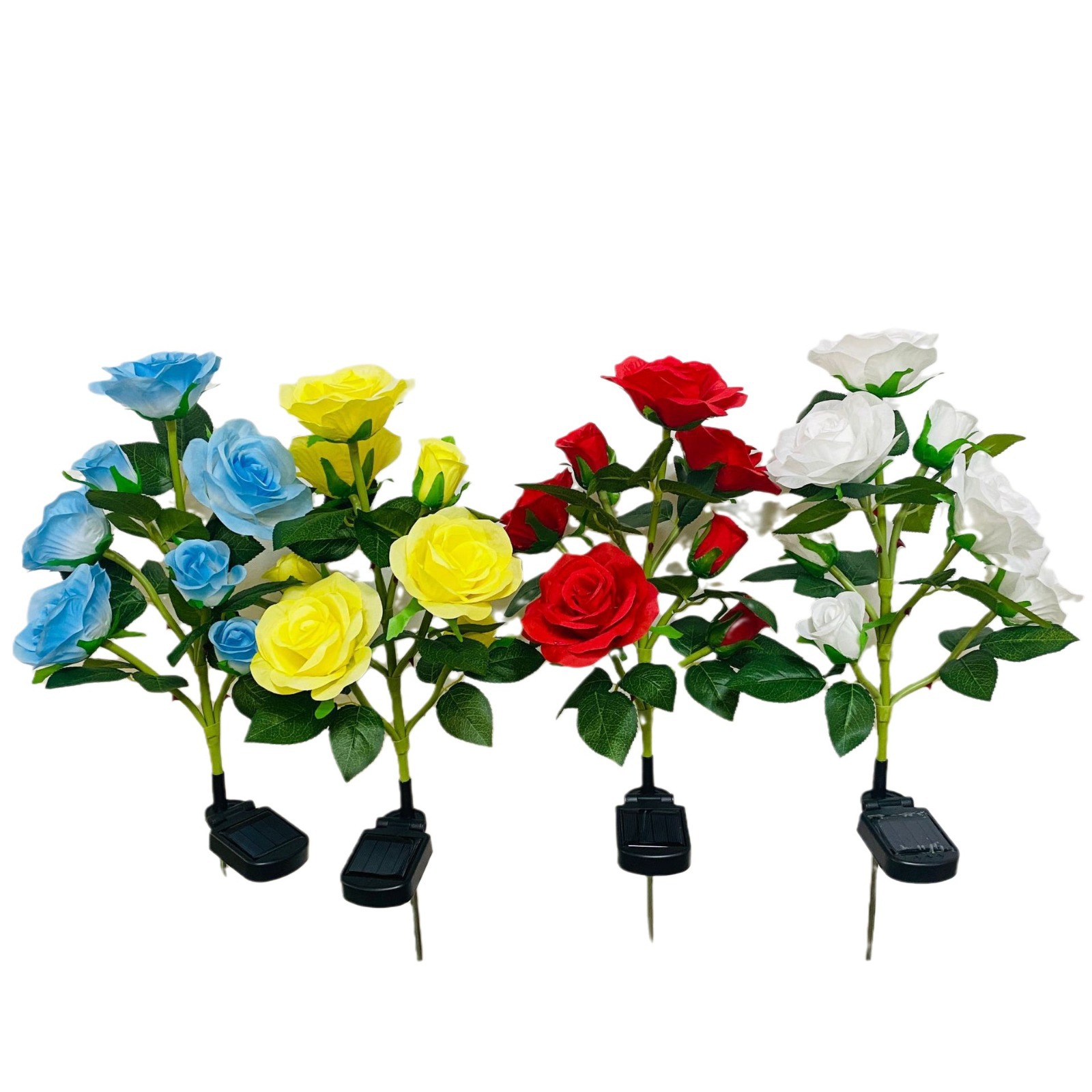 Solar rose flower lamps, LED garden decoration simulation flower lamps, outdoor waterproof courtyard park, villa lawn lamps Item Picture