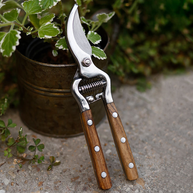 Ash wood wooden-handled pruning and flower pruning art garden fruit tree pruning and flower pruning scissors, labor-saving household gardening tools full figure