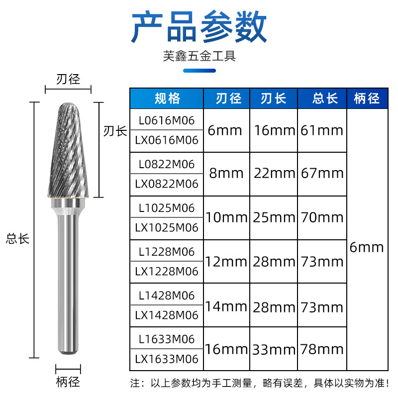Tungsten steel grinding head, hard alloy rotary file, conical dome milling cutter, metal grinding and engraving single and double grooves L-shaped Application Scenario