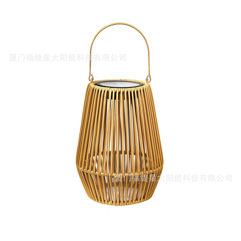 Cross-border solar-powered rattan lantern, courtyard garden, villa decoration, landscape feature, Chinese-style lantern, plastic rattan lantern Item Picture