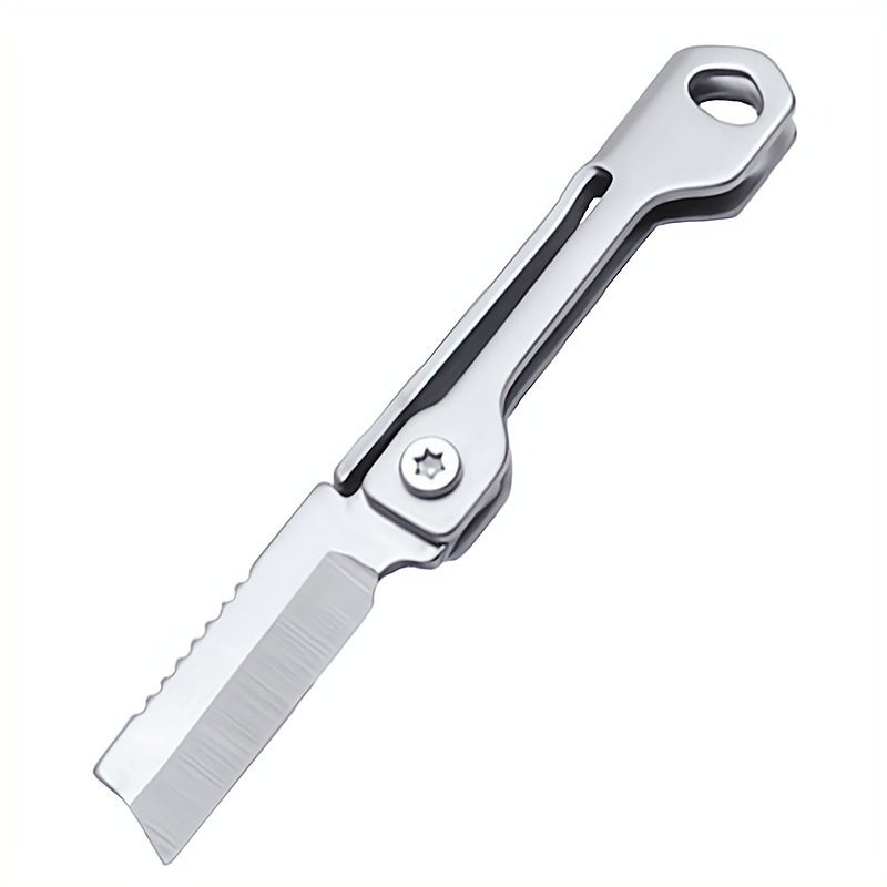 Outdoor knife, mini stainless steel square head folding knife, sharp box opening knife, multi-functional small knife, portable pocket knife, pocket knife Item Picture