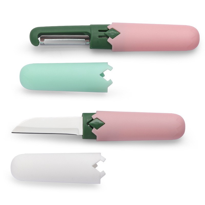 Two-in-one fruit knife, portable double-head peeling and cutting, multi-functional peeler, suitable for home, dormitory and office fruit cutting Item Picture