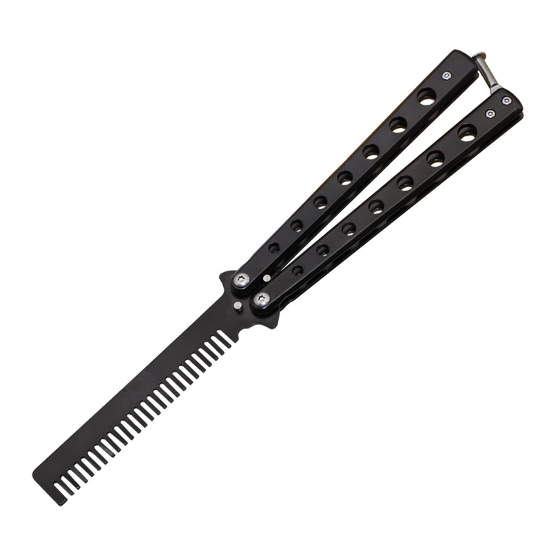 In-stock butterfly comb, folding butterfly comb, csgo butterfly knife, stainless steel swinging knife practice, swinging comb training comb Item Picture