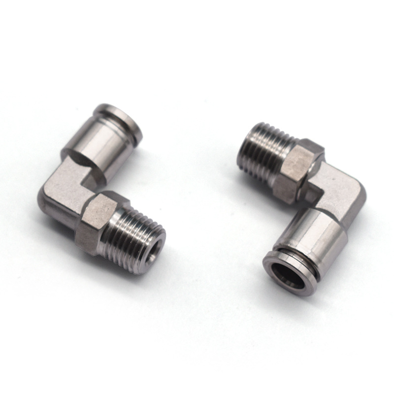 PL360 Rotating right-angle external thread quick connector, 304 stainless steel quick connector, air pipe quick connector, quick connector elbow details Picture