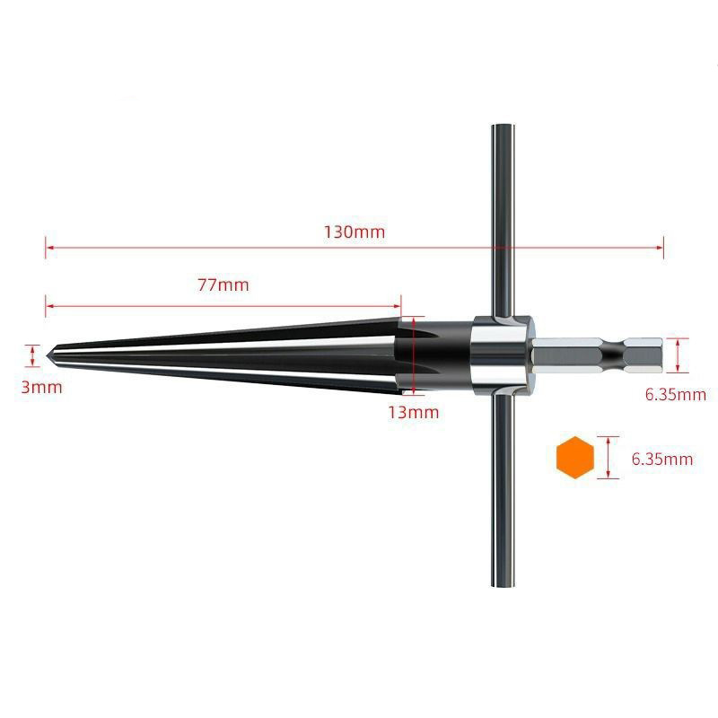 Cross-border hand reamers, stainless steel woodworking type machine conical reamers, T-shaped hole reamers 3-13mm in stock undefined