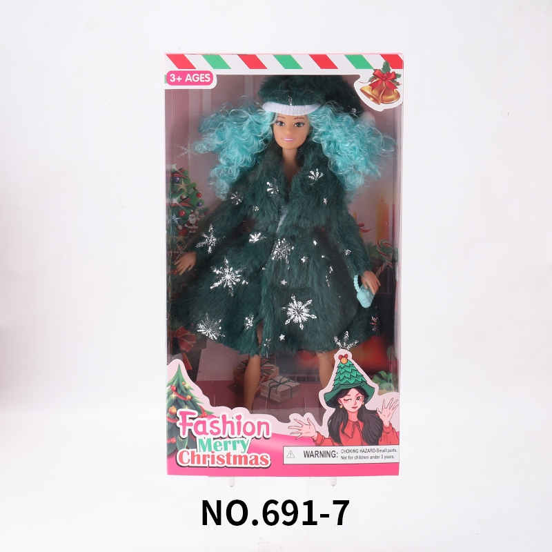 新品洋娃娃高端公主娃娃玩具四肢手腕可动盒装圣诞主题  11.5寸11关节实身 毛衣配帽子芭比公扮家家酒玩具大盒套装-7