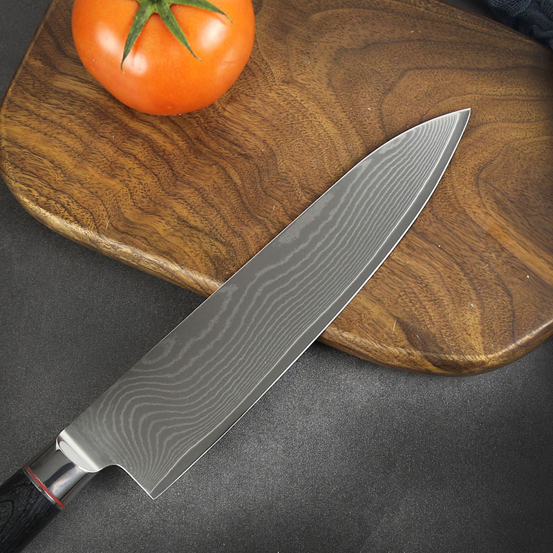 Cross-border Damascus steel knives, 8-inch chef knives, kitchen-specific cooking knives, one-piece consignment Specification drawing