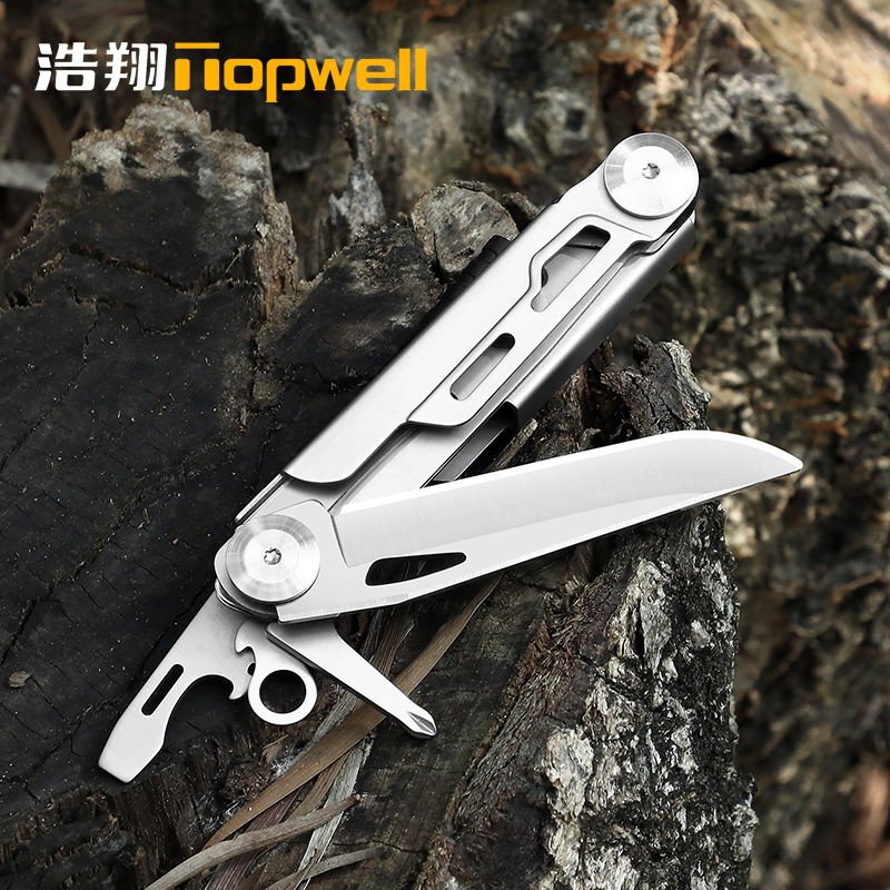 Outdoor small tools: mini folding knife, camping multi-functional EDC tool, pocket knife to carry flint full figure