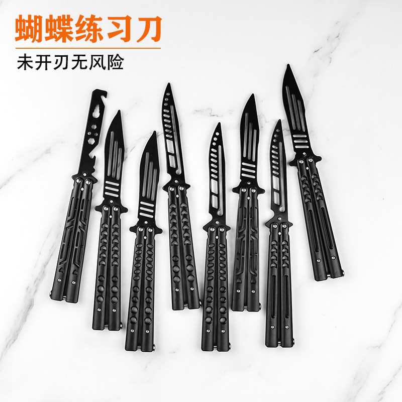 Factory direct sale of uncut butterfly knives, practice swinging knives, colored titanium training knives, hand practice tools, play cool swinging knives full figure