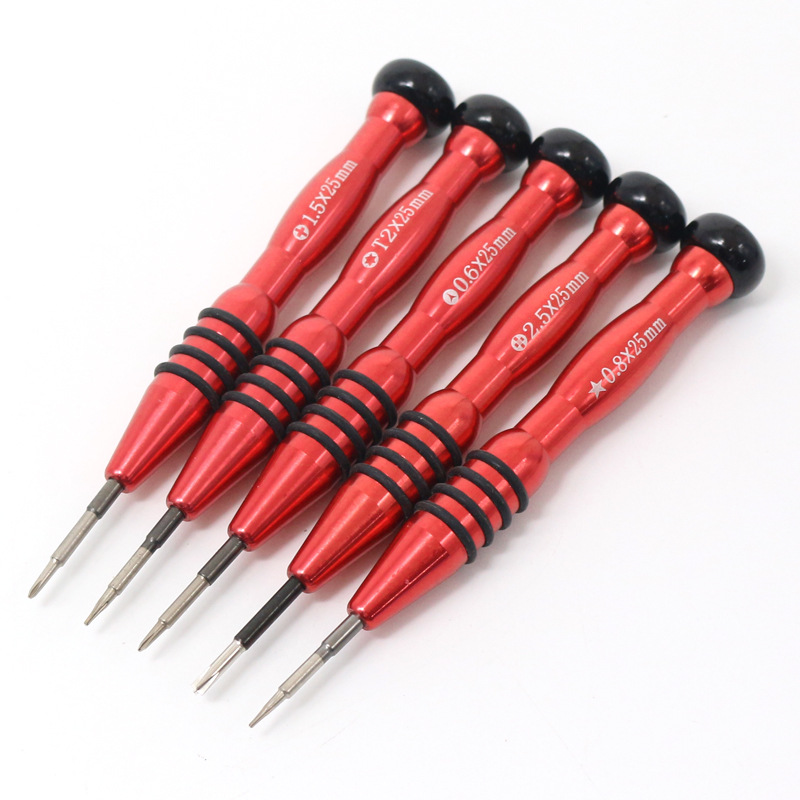 Aluminum alloy precision screwdriver for mobile phone repair and disassembly, hand tool, cross, one-character, five-star S2 manufacturer wholesale Specification drawing