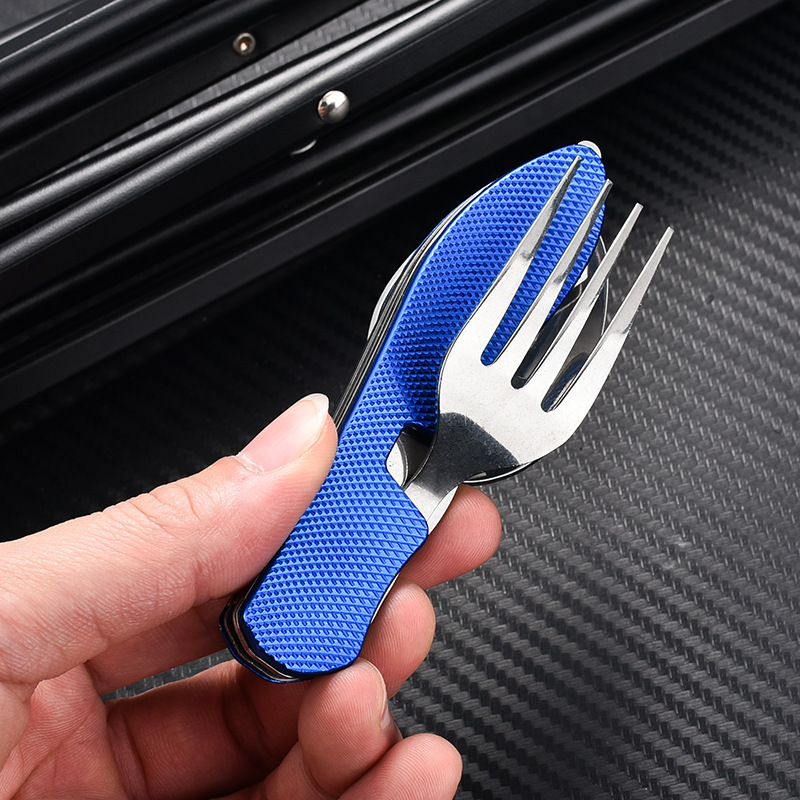 Factory direct sales of multi-functional foldable and detachable three-opening combination outdoor travel tableware, knives, gift knives and fruit knives Specification drawing