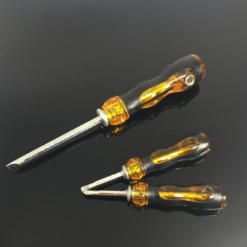 Factory direct sales of environmentally friendly small telescopic peanut handle dual-purpose cross-head screwdriver, manual repair hardware tools details Picture
