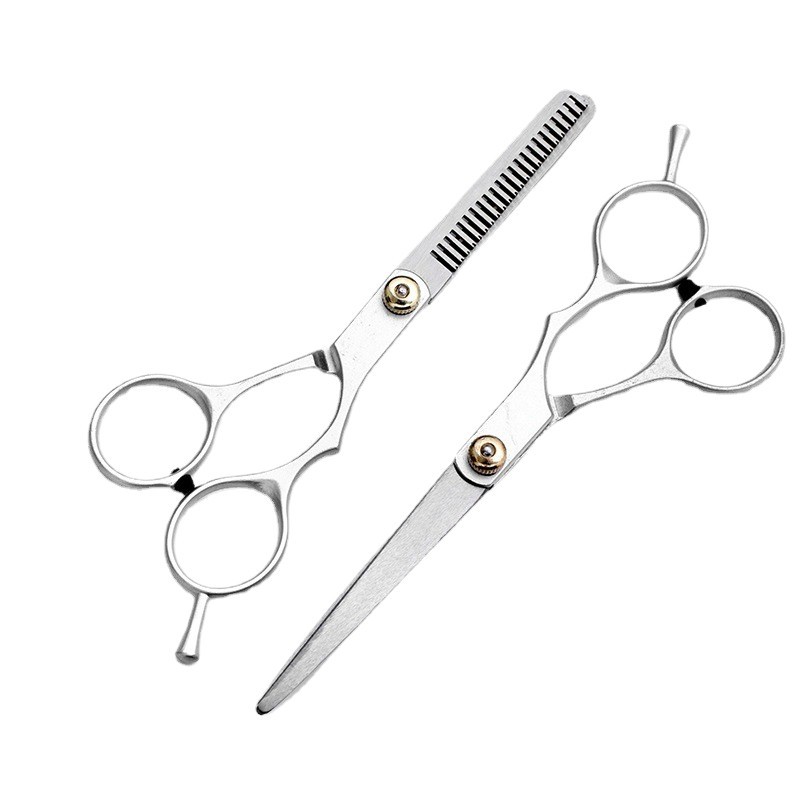 Wholesale hair scissors 5.5-inch and 6-inch stainless steel hairdressing scissors, straight teeth scissors, teeth scissors, thin scissors, hair scissors Item Picture